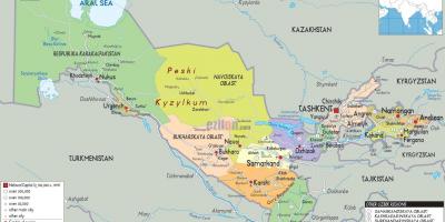 地图上的乌兹别克斯坦
