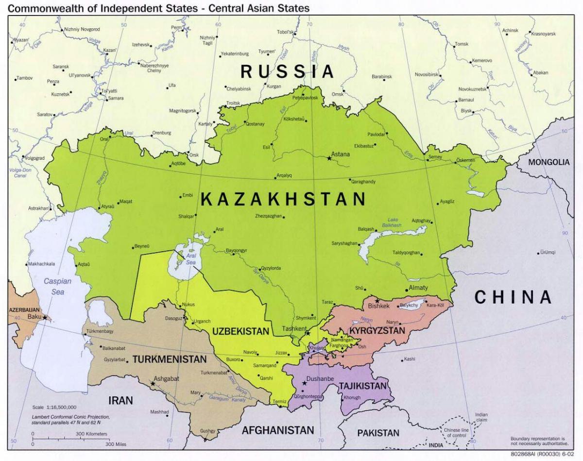 乌兹别克斯坦俄罗斯的地图