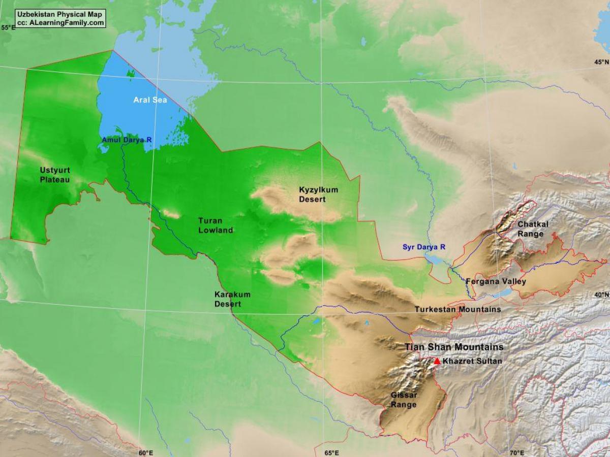 地图上的乌兹别克斯坦的身体